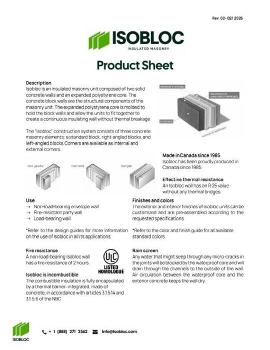 Document preview - Isobloc technical sheet